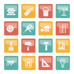 Construction and Building icons over colored background - vector Icon Set 