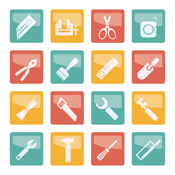 Building and Construction Tools icons over colored background - Vector Icon Set