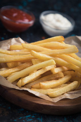 French fries with ketchup and mayonnaise