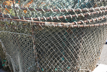 Five large fishing baskets