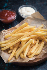 French fries with ketchup and mayonnaise