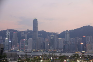 Night View of Victoria Harbor in Hong Kong