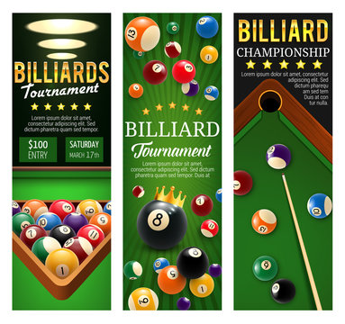 Billiards club championship and tournament banners
