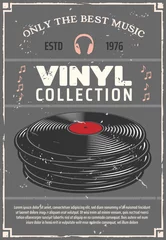 Rolgordijnen Vinyl records music shop vector retro poster © Vector Tradition