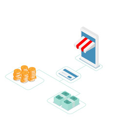 online shopping with credit card vector isometric