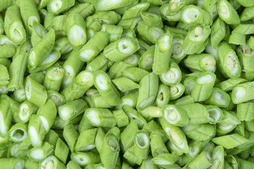 long bean are cut prepare for cooking