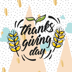 Obraz premium Happy Thanksgiving day typography.