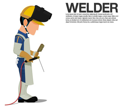 Isolated welder with PPE on transparent background