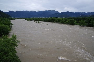 川を流れる濁流