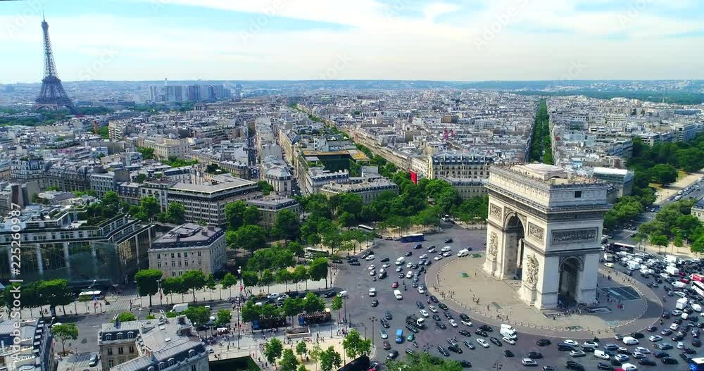 Wall mural Arch of Triumph Aerial Paris France Summer 2