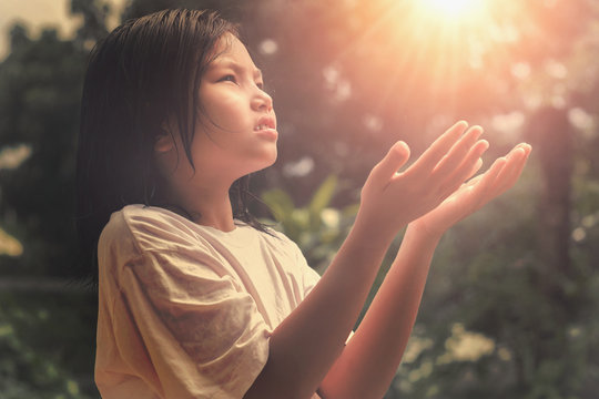children hands open palm up worship.  Bless God. Pray of hope