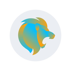 Lion head - vector logo template. Pride graphic sign. Strong concept symbol. Power creative illustration. Geometric animal icon design. Minimalistic pictogram. Vector drawing