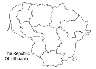 The Republic of Lithuania border on a white background circuit