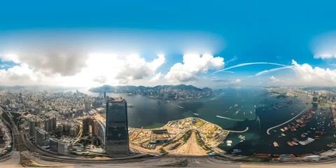 Foto op Plexiglas 360 luchtfoto panorama stadsgezicht van Hong Kong, China © YiuCheung