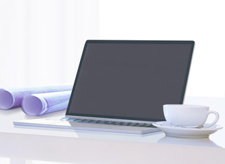 computer and  drawing