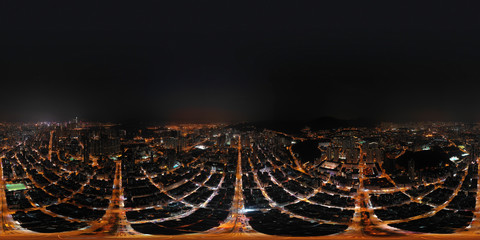 Naklejka premium 360 Aerial view panorama cityscape of Hong Kong, China 