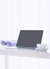 computer and  drawing