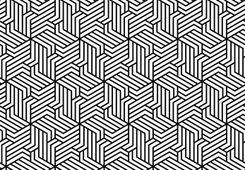Abstract geometric pattern with stripes, lines. Seamless vector background. White and black ornament. Simple lattice graphic design