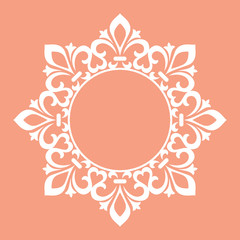 Decorative frame Elegant vector element for design in Eastern style, place for text. Floral pink border. Lace illustration for invitations and greeting cards
