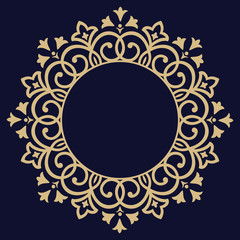 Decorative frame Elegant vector element for design in Eastern style, place for text. Floral golden border. Lace illustration for invitations and greeting cards.