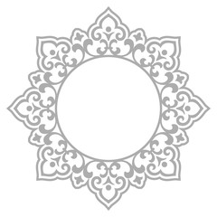 Decorative frame Elegant vector element for design in Eastern style, place for text. Floral grey border. Lace illustration for invitations and greeting cards