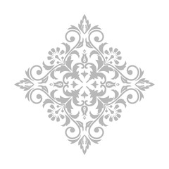 Damask graphic ornament. Floral design element. Grey vector pattern