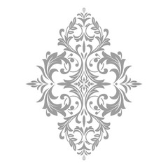 Damask graphic ornament. Floral design element. Grey vector pattern