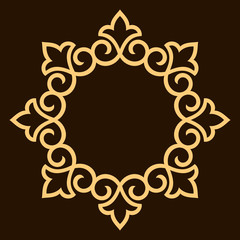 Decorative frame Elegant vector element for design in Eastern style, place for text. Floral golden border. Lace illustration for invitations and greeting cards.
