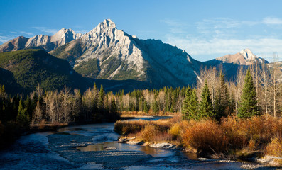 Mount Lorette in Kananaskis, Alberta, Canada in autumn