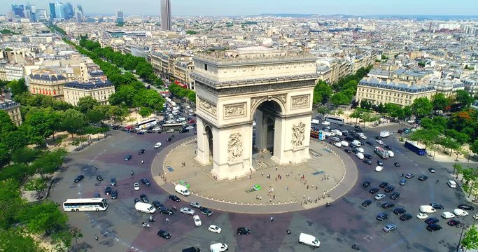 Arch of Triumph Aerial Paris France Summer