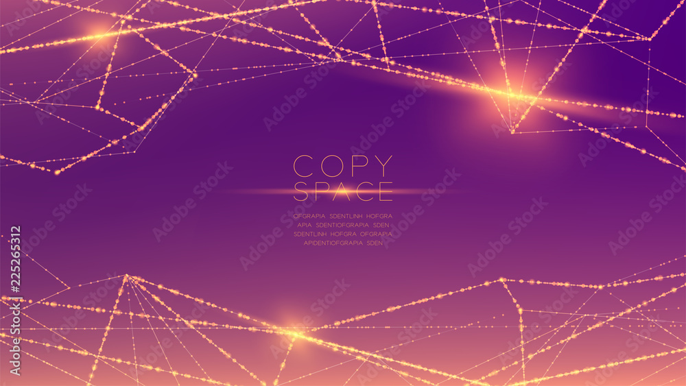 Wall mural abstract pattern wireframe polygon bokeh light frame structure and lens flare, blockchain cryptocurr