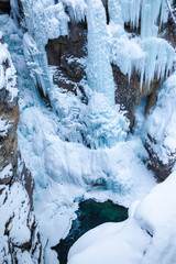 Ice and water in Johnston Canyon, Banff National Park, Alberta, Canada