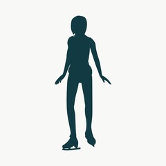 Winter sports. Lady figure skating. Silhouette of skating girl training.