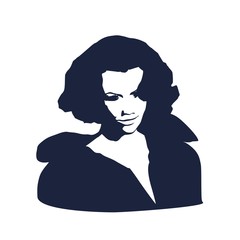 Face front view. Elegant silhouette of a lady. Retro hair style.