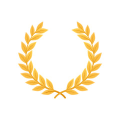 Gold laurel wreath, heraldic symbol, monarchy attribute vector Illustration on a white background