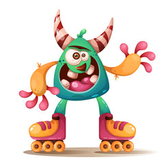 Crtoon monster characters. Roller skate illustration. Vector eps 10 © rwgusev