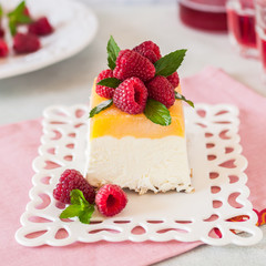 Lemon Semifreddo with Raspberries