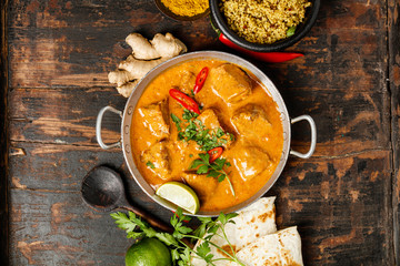 Traditional curry and ingredients