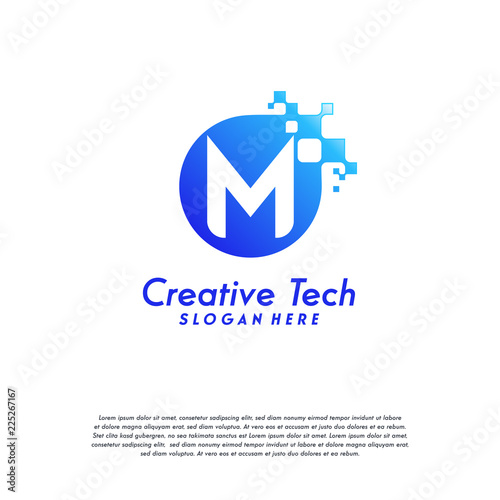 Pixel M Letter Logo Designs Letter M Design Vector Template With