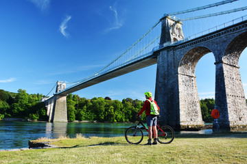 Stopping to admire the Menai Suspension bridge on Anglesey