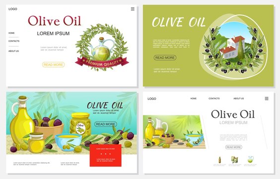 Cartoon Fresh Olive Websites Set