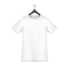 Male T-shirt template on the hanger. Illustration isolated on background. Graphic concept for your design