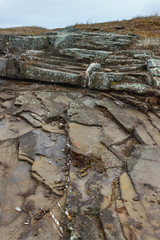 Sedimentary rocks. The field of the natural stone used in construction and wall finishing