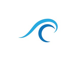 Fototapeta na wymiar Vector Logo with yellow sun and blue sea waves.