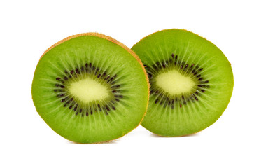 Fototapeta premium Slice of fresh kiwi fruit isolated on white background