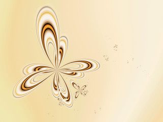 Abstract golden butterfly flowers on a light background