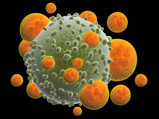T-cells attacking a cancer cell