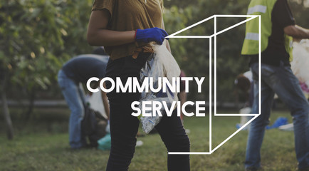 Community service vounteers togetherness teamwork
