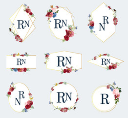 Set of floral frame illustrations