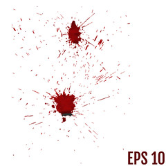 Collection various blood or paint splatters,Halloween concept,ink splatter background, isolated on white.